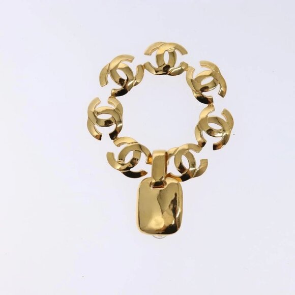 CHANEL COCO Mark Earring Metal Gold CC Auth 135951V - Picture 8 of 10